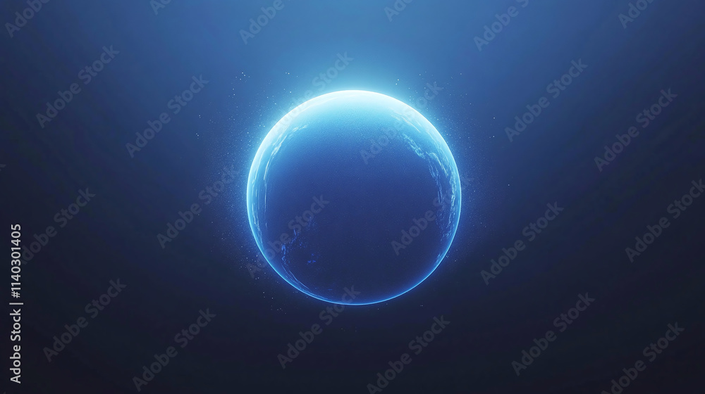 Fototapeta premium Glowing Blue Planet in Space - Abstract Cosmic Background