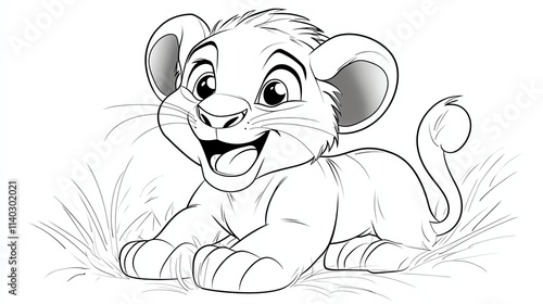 A cute cartoon lion cub. photo