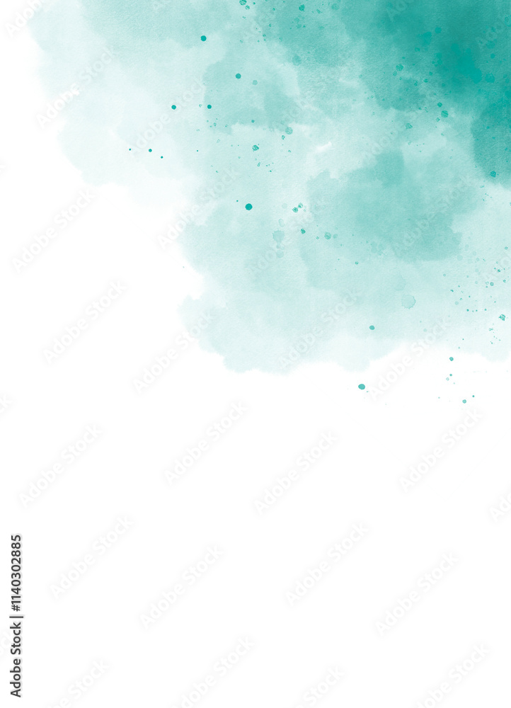 Obraz premium Abstract turquoise watercolor art background Watercolour brush strokes.Pastel blue watercolor paint brush for wedding elements. artistic design templates for invitations , posters, cards. 