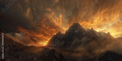 Panorama mountain landscape at sunset, Slovakia, Vrsatec.  photo