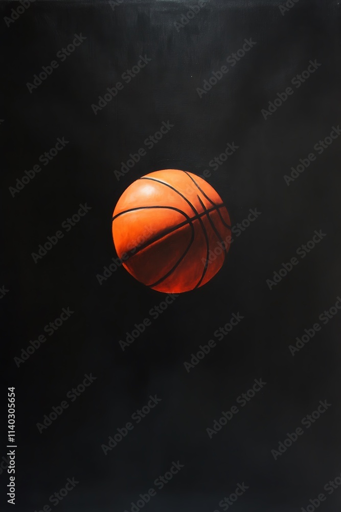 Basketball on Black Background, Dynamic Lighting Basketball on Black Background, Dynamic Lighting