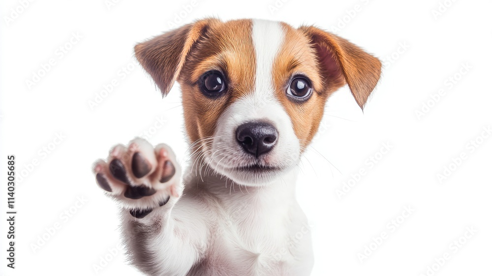 Jack Russell terrier puppy isolated on white background.