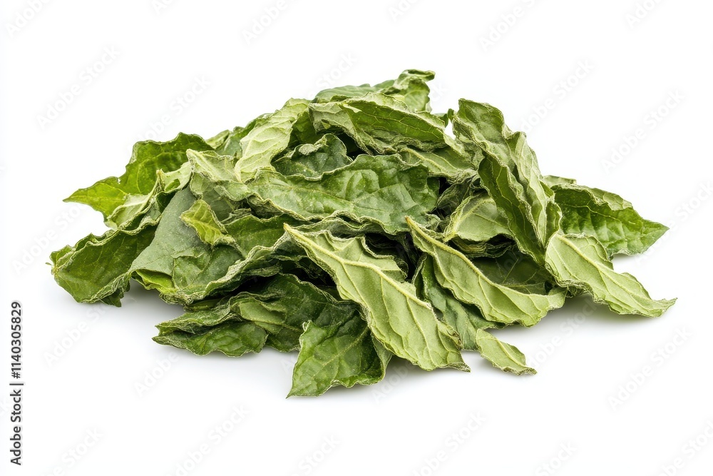 Green and dried gynostemma pentaphyllum leaves on white background with clipping path Green and dried gynostemma pentaphyllum leaves on white background with clipping path