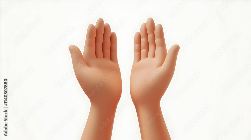 3D Cartoon Hands in Prayer Pose - Illustration 3D Cartoon Hands in Prayer Pose - Illustration