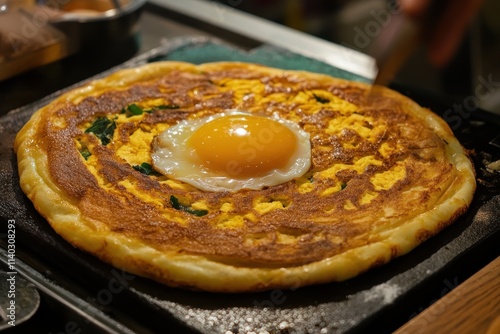 Gyeran bbang a popular South Korean street food found in Myeong dong is a pancake filled with flour sugar and an entire egg photo