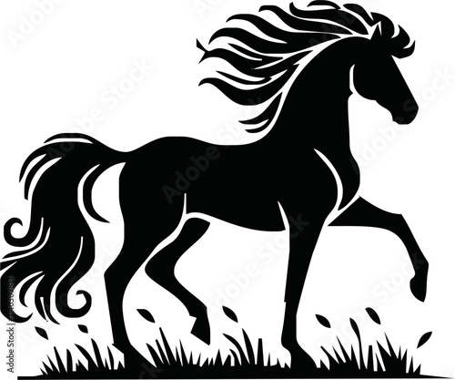 Silhouette Of Horse running Vector