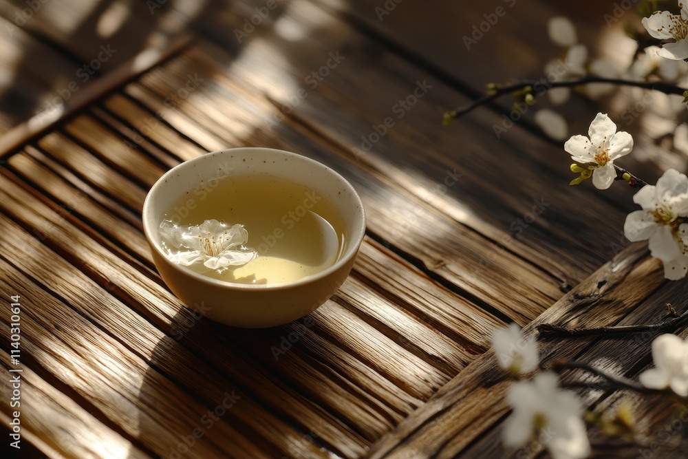 Isolated scoop of traditional dried jasmine oolong tea from China Isolated scoop of traditional dried jasmine oolong tea from China