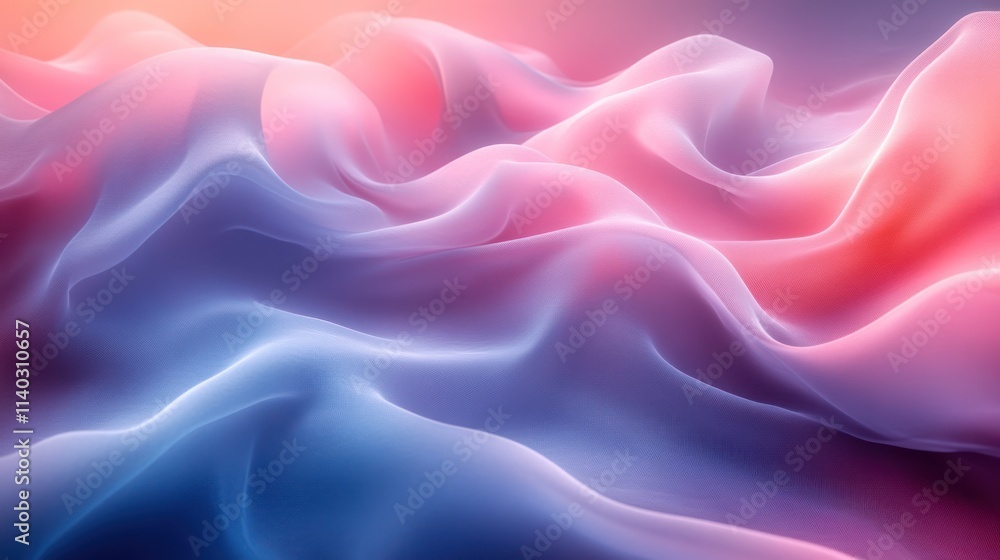 Fototapeta premium Abstract pastel pink and blue waves.