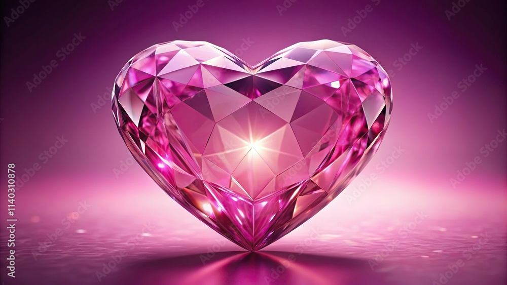 Silhouette pink crystal heart with faceted inclusions Silhouette pink crystal heart with faceted inclusions