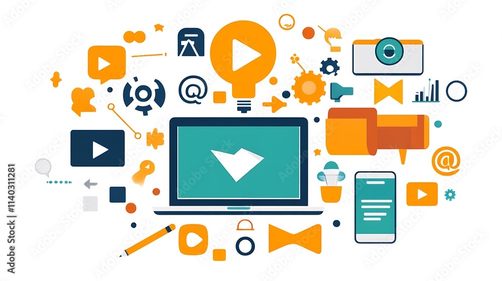 Digital marketing campaign planning with laptops and tablets Digital marketing campaign planning with laptops and tablets