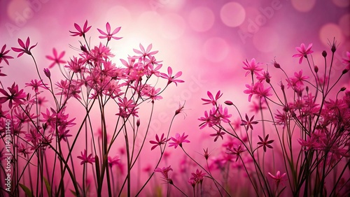 Silhouette Rhodoxis fairytale plants with pink flowers photo