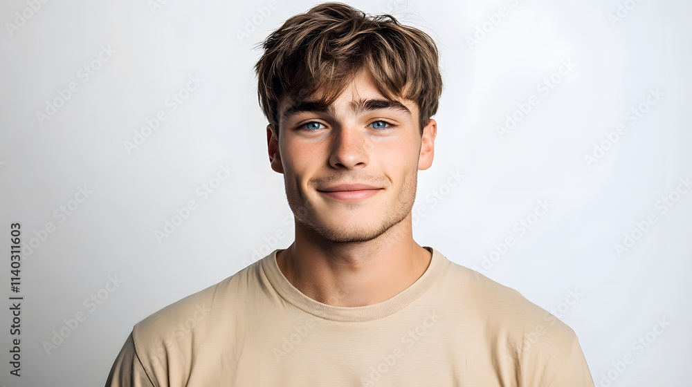 Portrait of a handsome young man with striking blue eyes and a friendly smile. Portrait of a handsome young man with striking blue eyes and a friendly smile.
