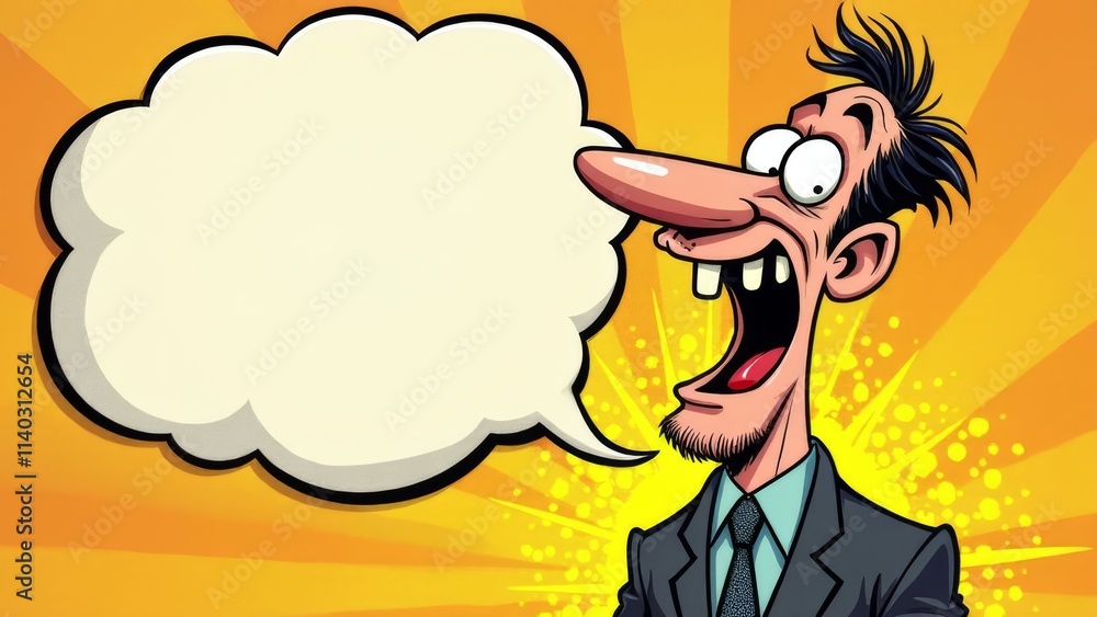 Fototapeta premium Cartoon Man with Speech Bubble