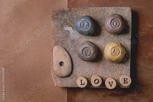 Wallpaper Mural Love word on clay Torontodigital.ca