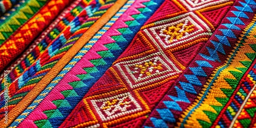 Colombian Pattern Textiles: High-Resolution Images, Vibrant Andean Designs, Traditional South American Fabrics, Detailed Weaves,  Colorful Colombian Art