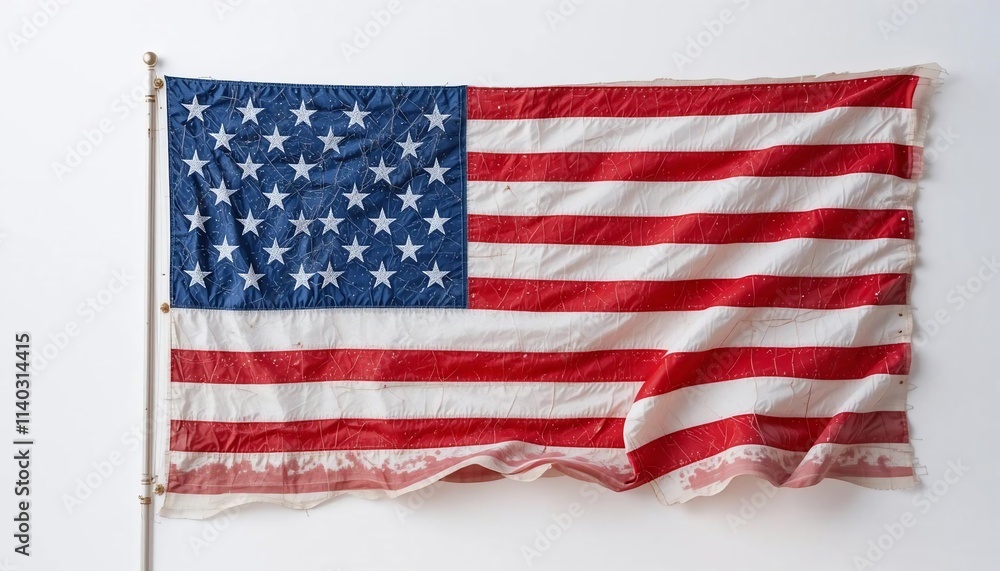 Worn American Flag Symbol of History and Patriotism Worn American Flag Symbol of History and Patriotism