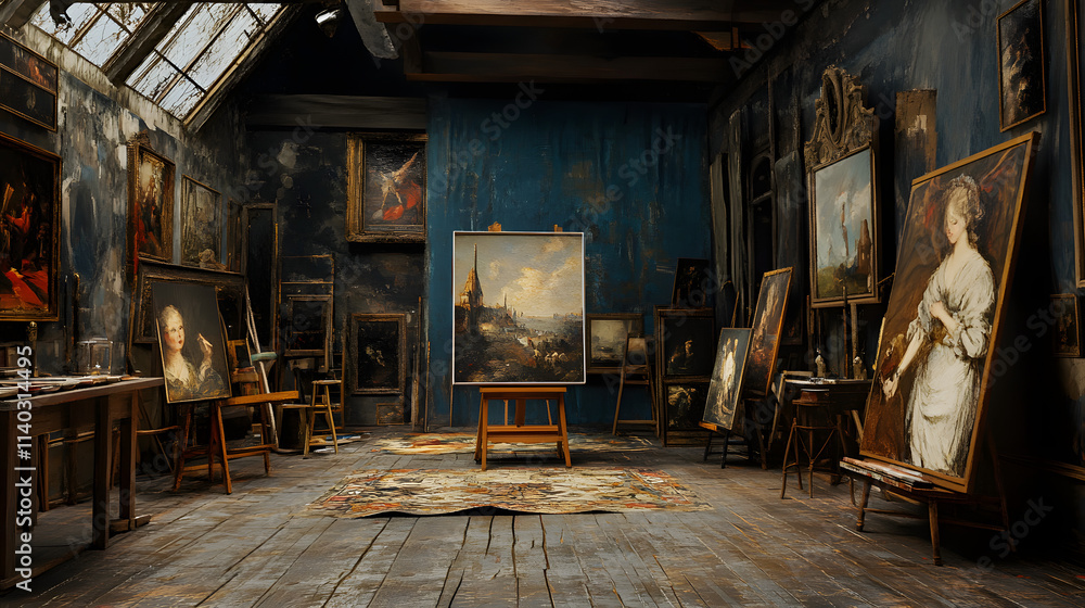 An Elegant and Evocative Baroque Artist's Studio: A Sensory Transformation through Color An Elegant and Evocative Baroque Artist's Studio: A Sensory Transformation through Color