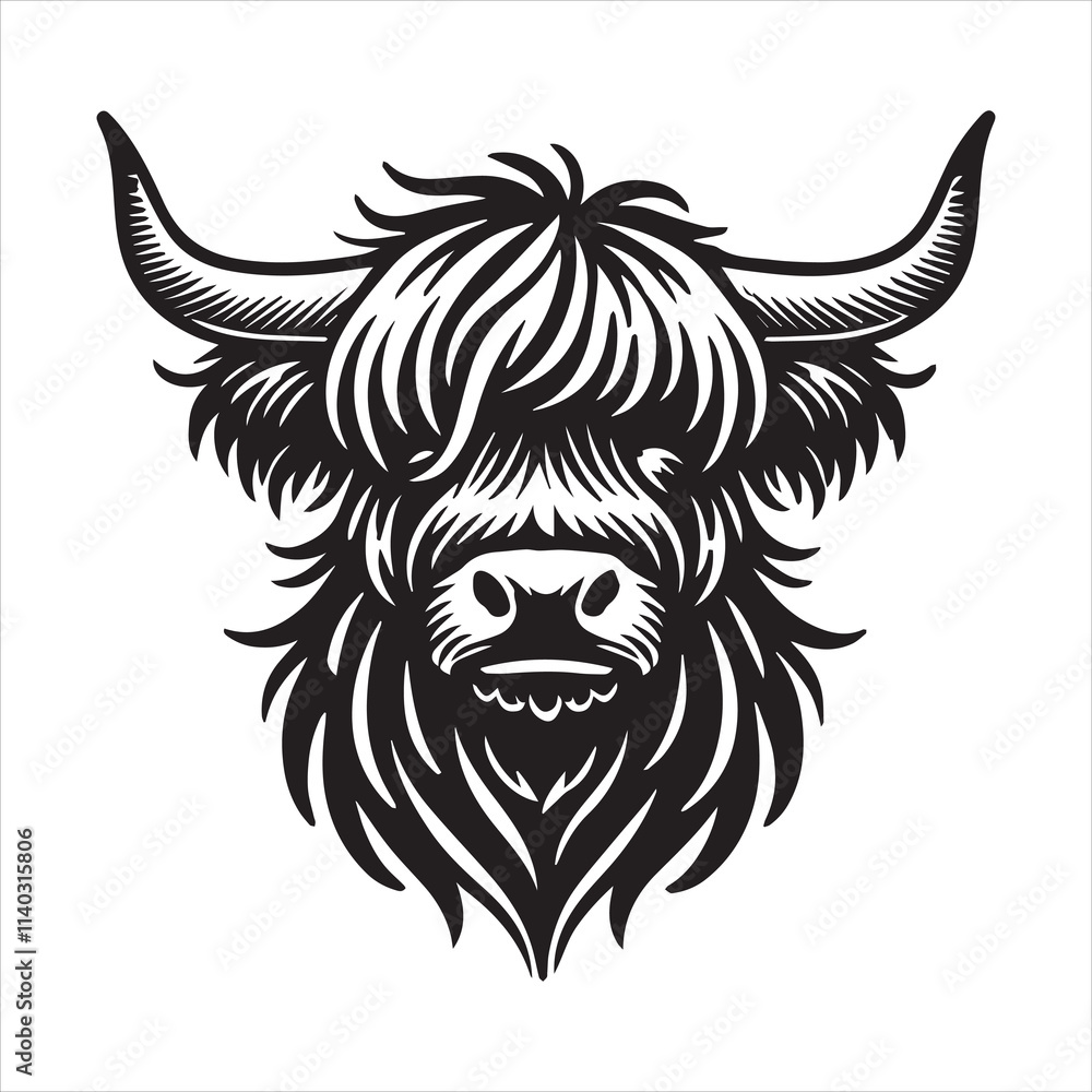 Fototapeta premium Charming Baby Highland Cattle Vector Art for Greeting Cards