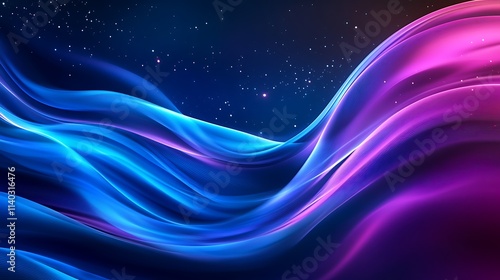 Abstract Cosmic Waves: A Symphony of Blue and Purple Nebulae