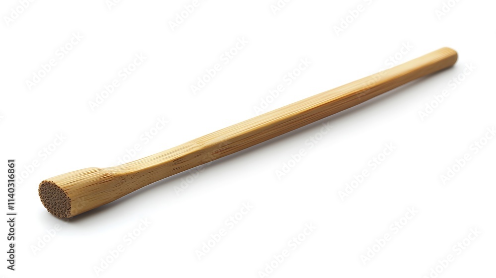 A simple bamboo toothbrush on white background A simple bamboo toothbrush on white background