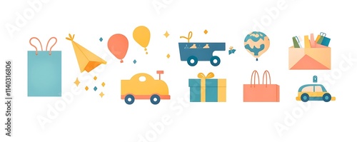 Flat design showing global e-commerce with online shopping and delivery icons 