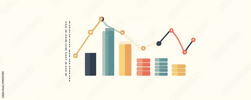 Financial growth chart with clean lines and simple color blocks Financial growth chart with clean lines and simple color blocks