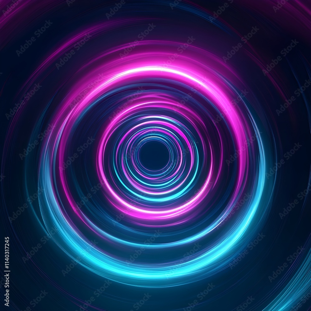 A digital glow effect with concentric circles of teal and magenta radiating from the center on a dark background A digital glow effect with concentric circles of teal and magenta radiating from the center on a dark background