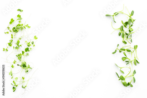 Wallpaper Mural Different kind of microgreen on white background. Mix of micro green shoots. Healthy food Torontodigital.ca