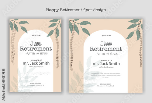 Happy retirement lunch party invitation flyer design template 
