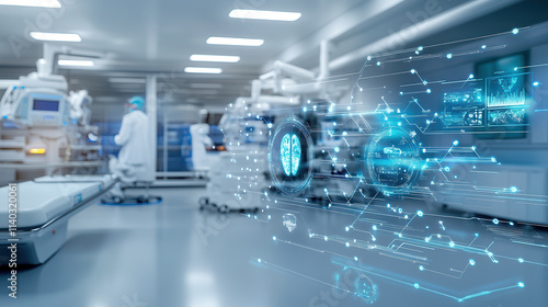 Wallpaper Mural futuristic healthcare facility with holographic medical interfaces and advanced technology Torontodigital.ca