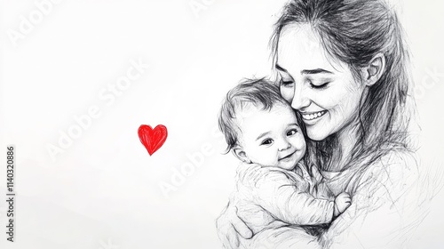 Motherly Love, A Pen & Ink Illustration