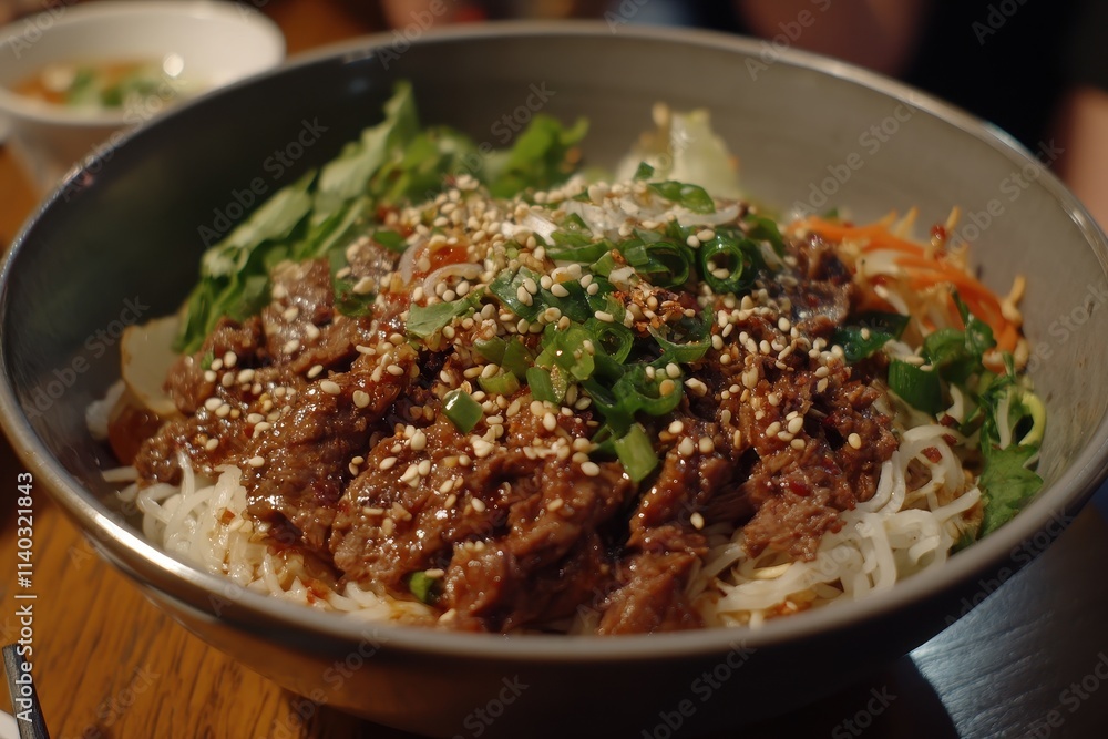 Korean marinated beef with sesame and chili Korean marinated beef with sesame and chili