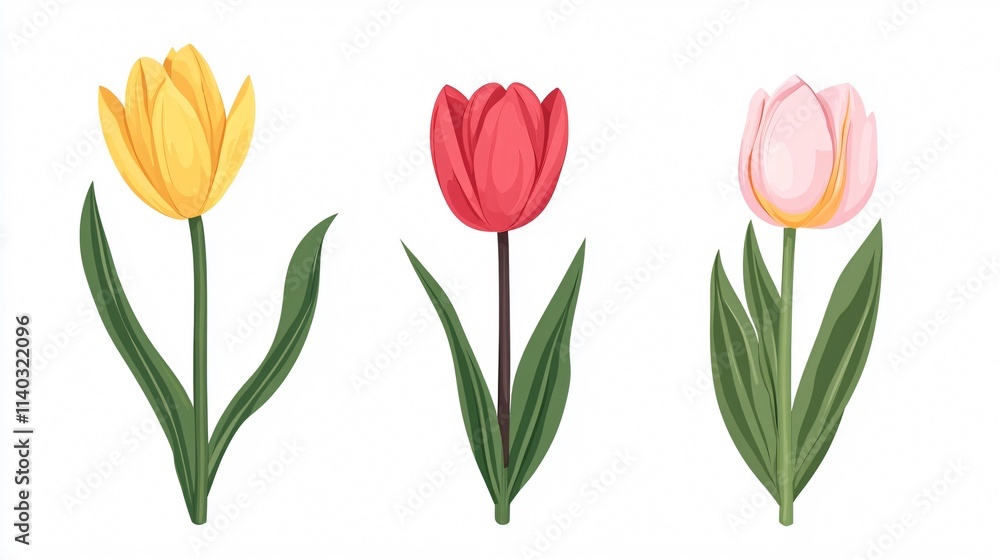 Fototapeta premium Vibrant Tulip Flower Vector Illustration for Design Projects