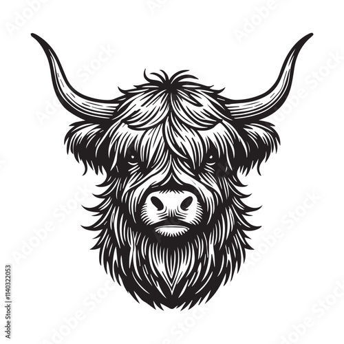 Cute Baby Highland Cattle Vector Illustration for Kids