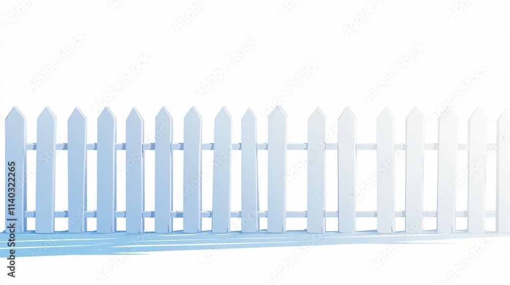 Classic White Picket Fence Vector Illustration for Design Projects Classic White Picket Fence Vector Illustration for Design Projects