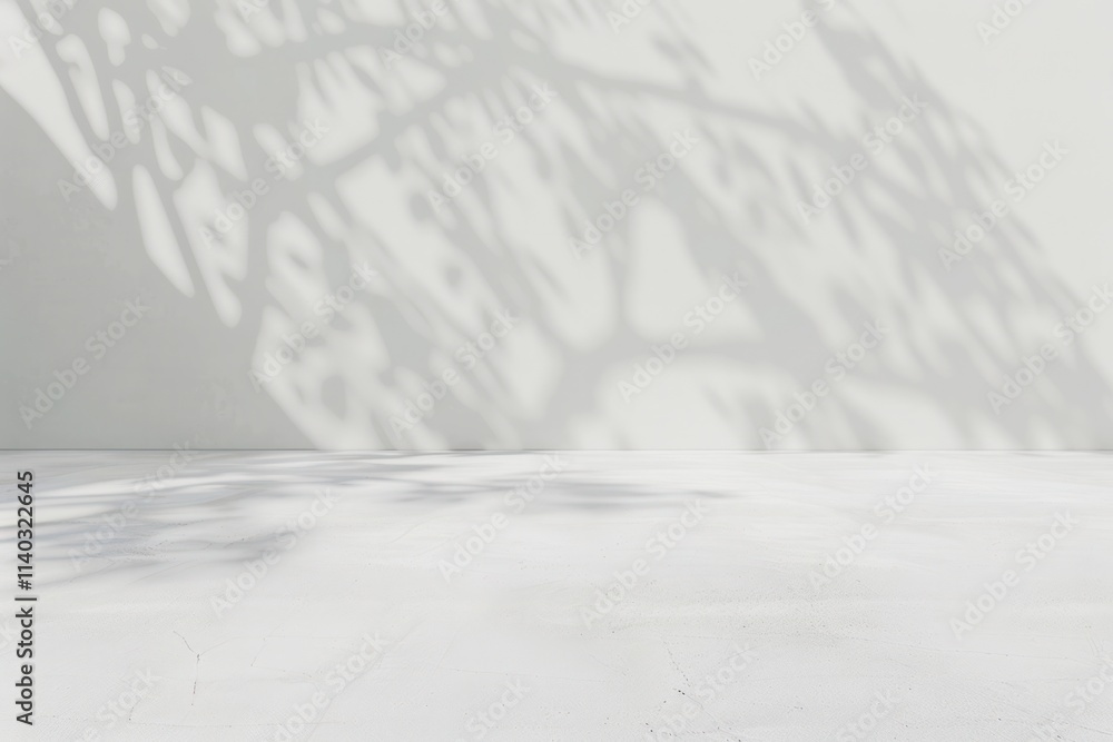 Fototapeta premium soft minimalistic image featuring a light colored surface with delicate shadows cast by nearby foliage creating a serene and tranquil atmosphere.