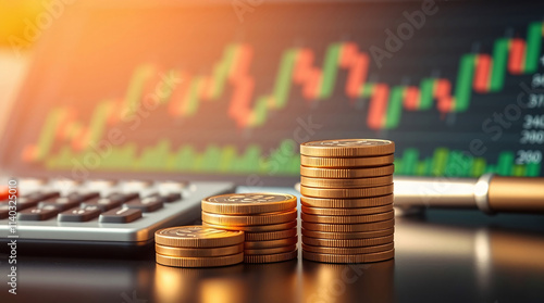 Financial graph with fluctuating stock market lines, illustrating investment trends and economic shifts. Abstract design showcasing forex trading and market dynamics