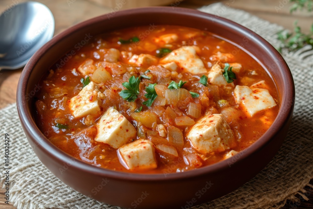 Korean style stew with kimchi and soft tofu Korean style stew with kimchi and soft tofu