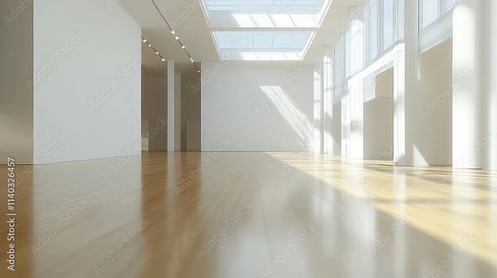 A spacious, well-lit interior showcasing polished wooden floors and large windows. A spacious, well-lit interior showcasing polished wooden floors and large windows.