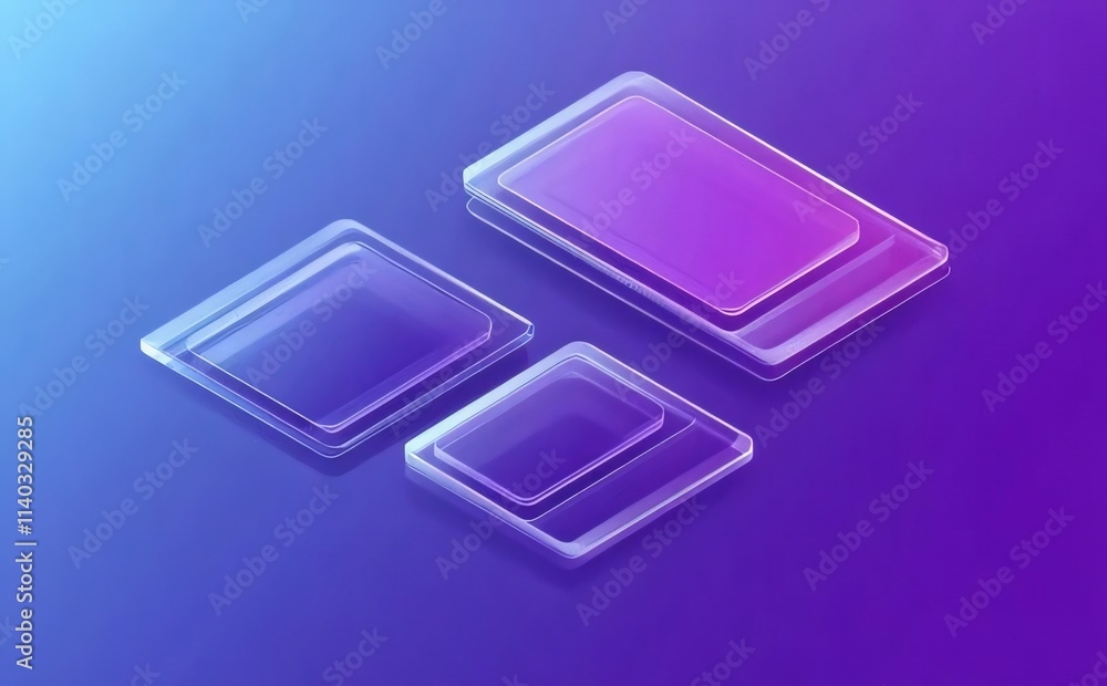 Isometric glass rectangles on gradient background. Isometric glass rectangles on gradient background.