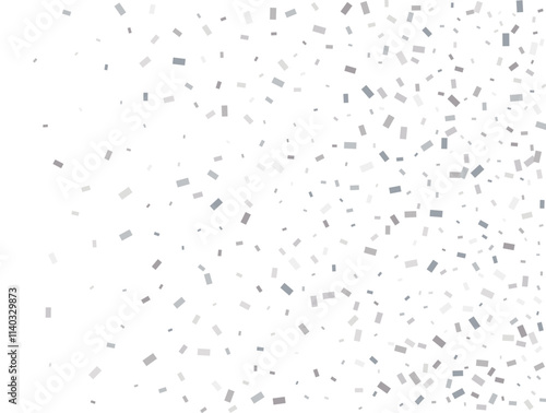 Magic silver Rectangular glitter confetti background. White festive texture.