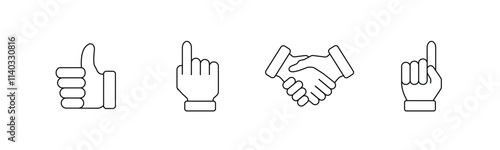Deal Icon. Handshake Line and Silhouette Icon Set. Business Partnership, Hand Shake Symbol. Professional Agreement. Editable Stroke. Isolated Vector Illustration
