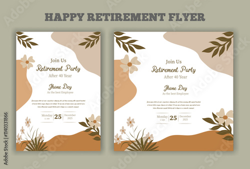 Happy retirement lunch party invitation flyer design template 
