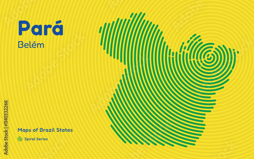 Map of the Brazilian State of Pará with Belém as the Center, Circular Spiral pattern. 