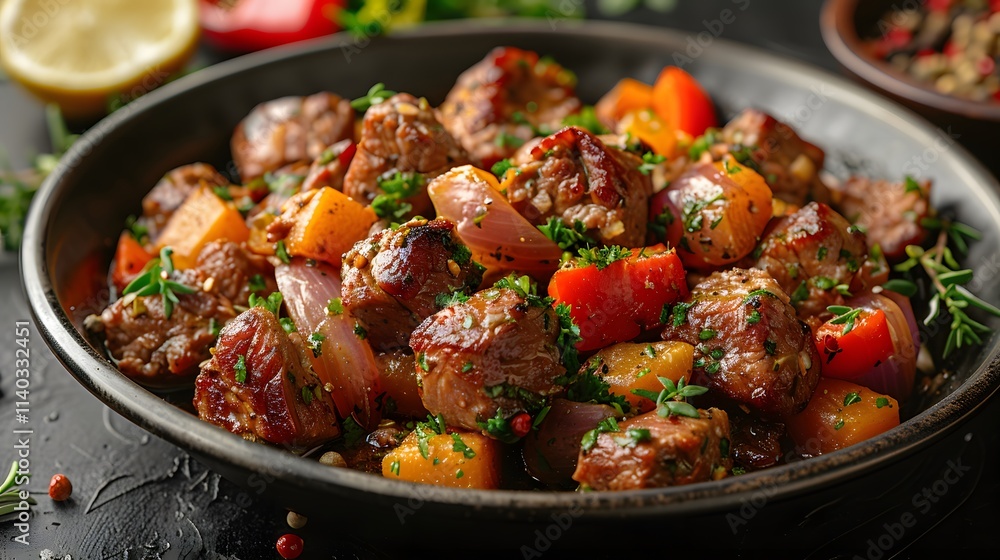 Stewed meat with vegetable Close-up Stewed meat with vegetable Close-up