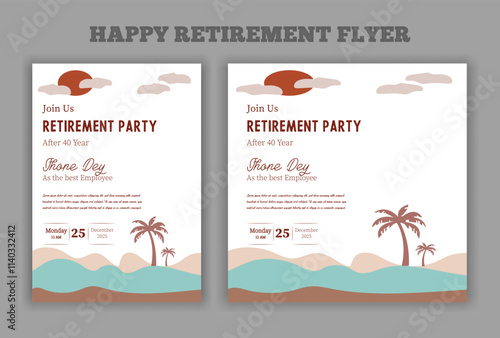 Happy retirement lunch party invitation flyer design template 
