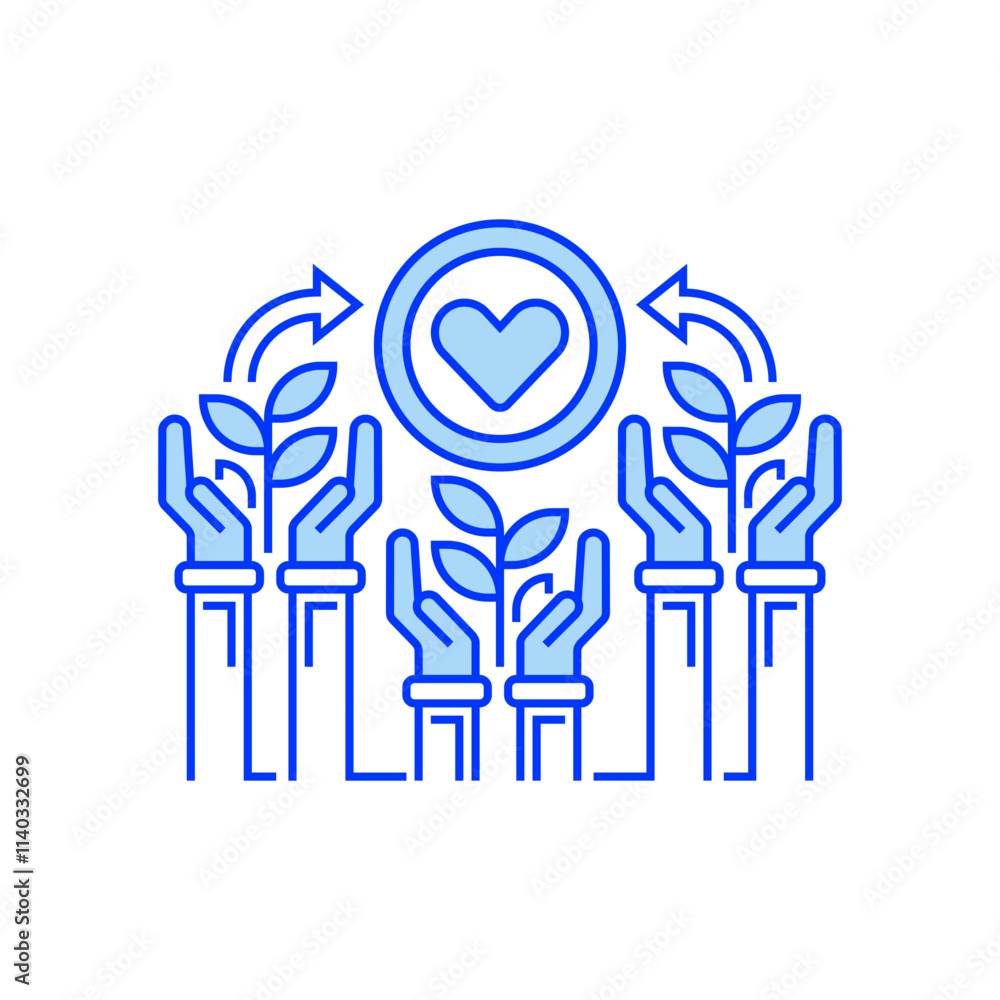 Eco Community Line Icon. linear style sign for mobile concept and web design. Outline vector icon. Eco Community Line Icon. linear style sign for mobile concept and web design. Outline vector icon.