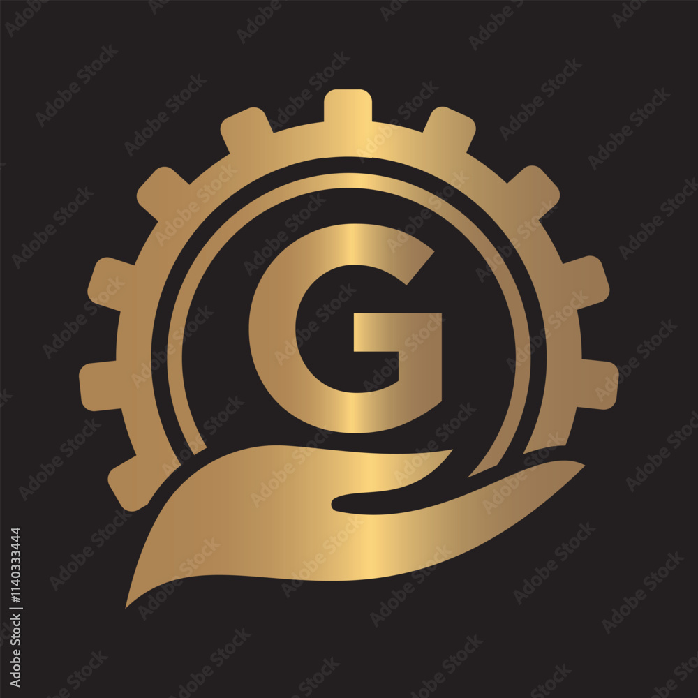 Obraz premium Initial Gear Logo combine with letter G vector template