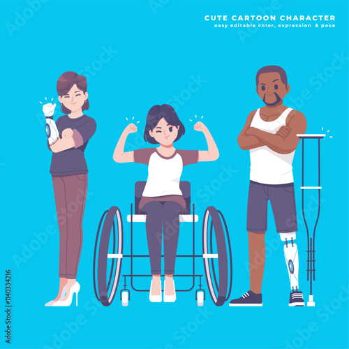 disabilities people cute cartoon character