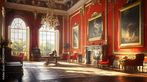 Wallpaper Mural Lavish Baroque Palace Interior Transformed into a Stunning Art Gallery Creating a Visual Dialogue Between Classical Splendor and Striking Modernity Torontodigital.ca